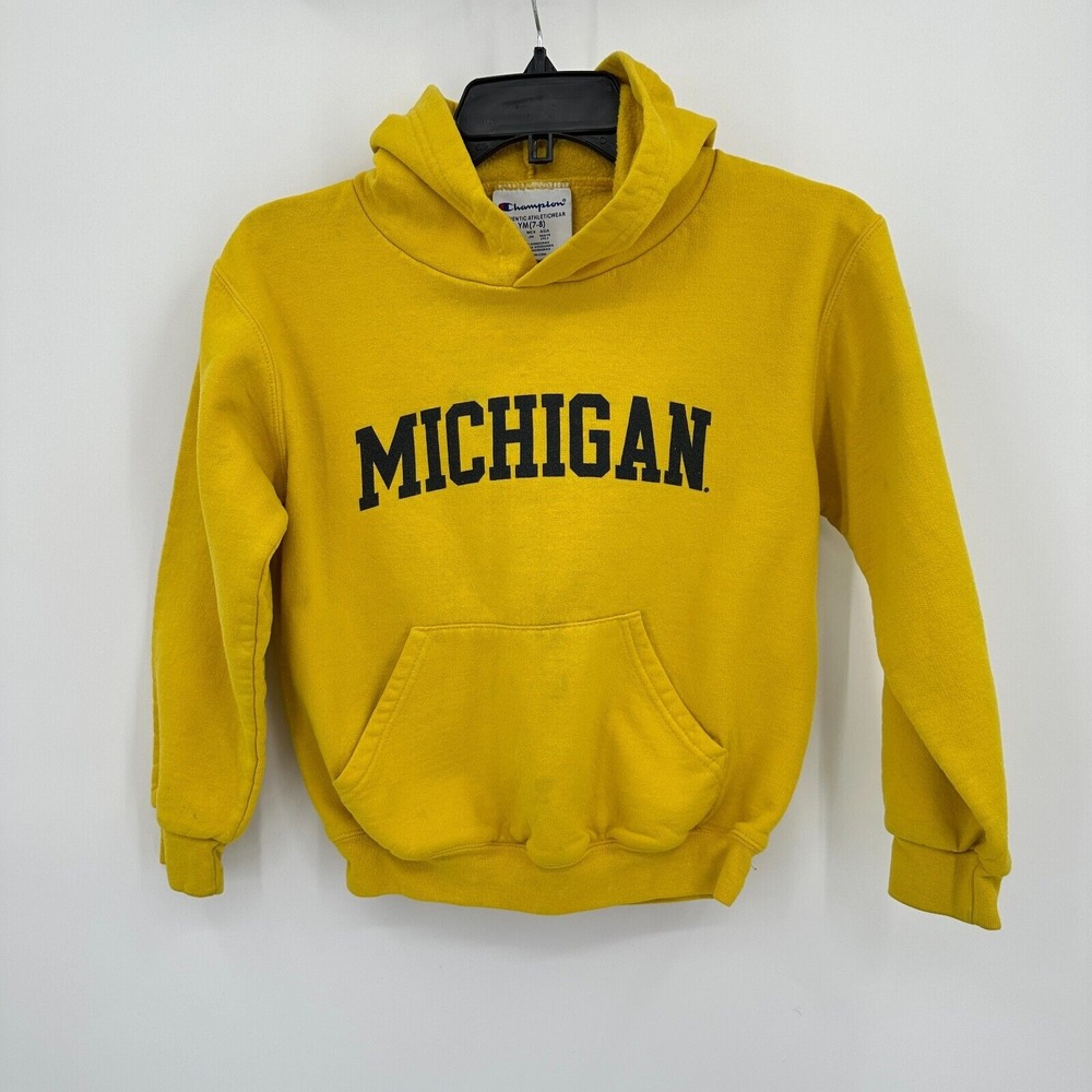 Michigan University Champion Sweatshirt Kids Medium 7-8 Yellow NCAA‎ Football